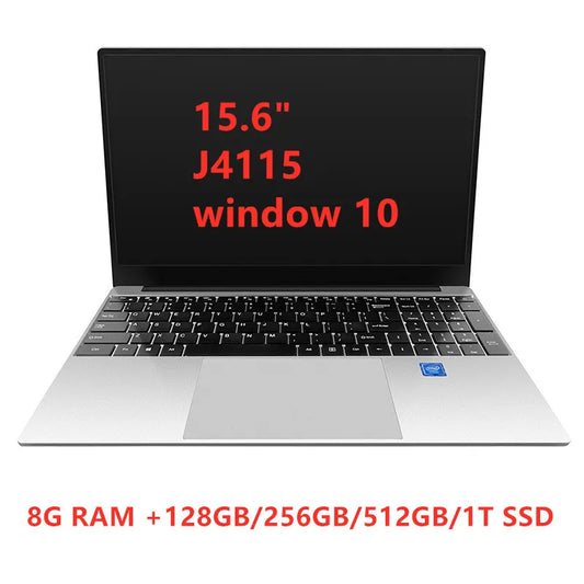 15.6 Laptop Office Games Portable Notebook Computer 15.6 inch Screen 1080P Intel Celeron J4115 DDR4 8G RAM 128G 256G 512G 1T SSD